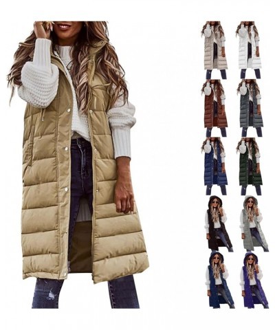 Women Long Puffer Vest Oversized Sleeveless Quilted Vest Zipper Hooded Puffy Jacket Plus Size Down Vest Outerwear A-black $13...