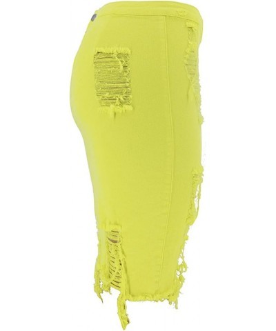 Women's Stretchy High Waist Butt-Lifting Bodycon Ripped Denim Pencil Skirt Yellow $11.87 Skirts