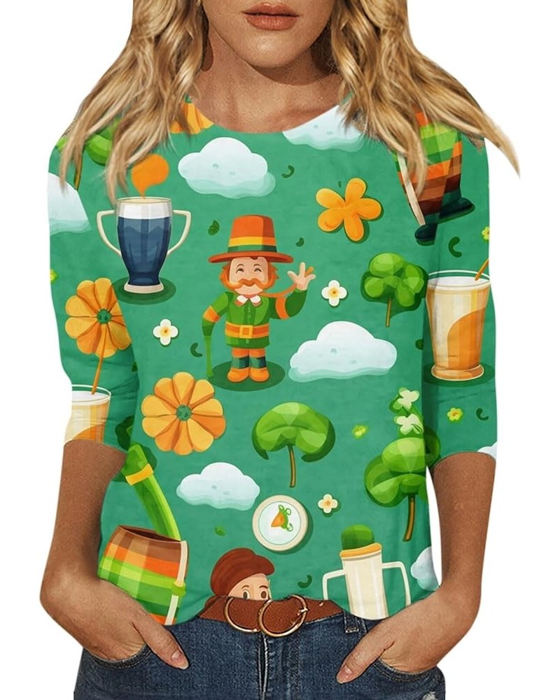 St Patricks Day Shirt Women Women Shirts and Blouses Women's St Patrick's Day Shirts 3/4 Sleeve Shamrock Pullover Casual Tops...