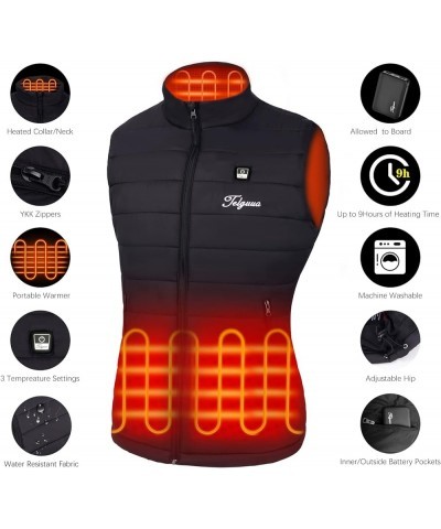 Heated Vest Women with Battery Pack,Women's Heated Warm Vest Electric Rechargeable Heating Vest Black $26.54 Vests