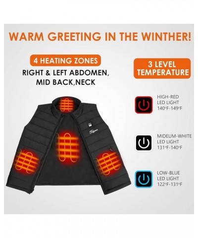 Heated Vest Women with Battery Pack,Women's Heated Warm Vest Electric Rechargeable Heating Vest Black $26.54 Vests