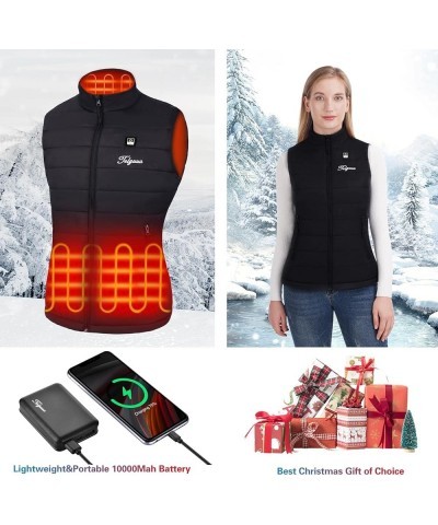 Heated Vest Women with Battery Pack,Women's Heated Warm Vest Electric Rechargeable Heating Vest Black $26.54 Vests