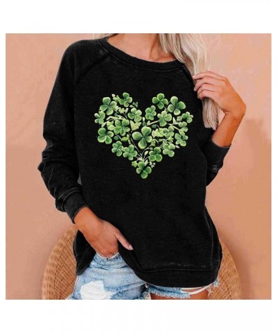 Womens St Patricks Day Shirts Long Sleeve Tops T-Shirt Saint Patricks Day Fashion Printed Sweatshirt Blouse Tops A07-black $9...