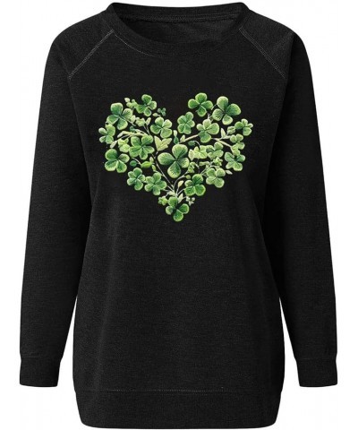 Womens St Patricks Day Shirts Long Sleeve Tops T-Shirt Saint Patricks Day Fashion Printed Sweatshirt Blouse Tops A07-black $9...