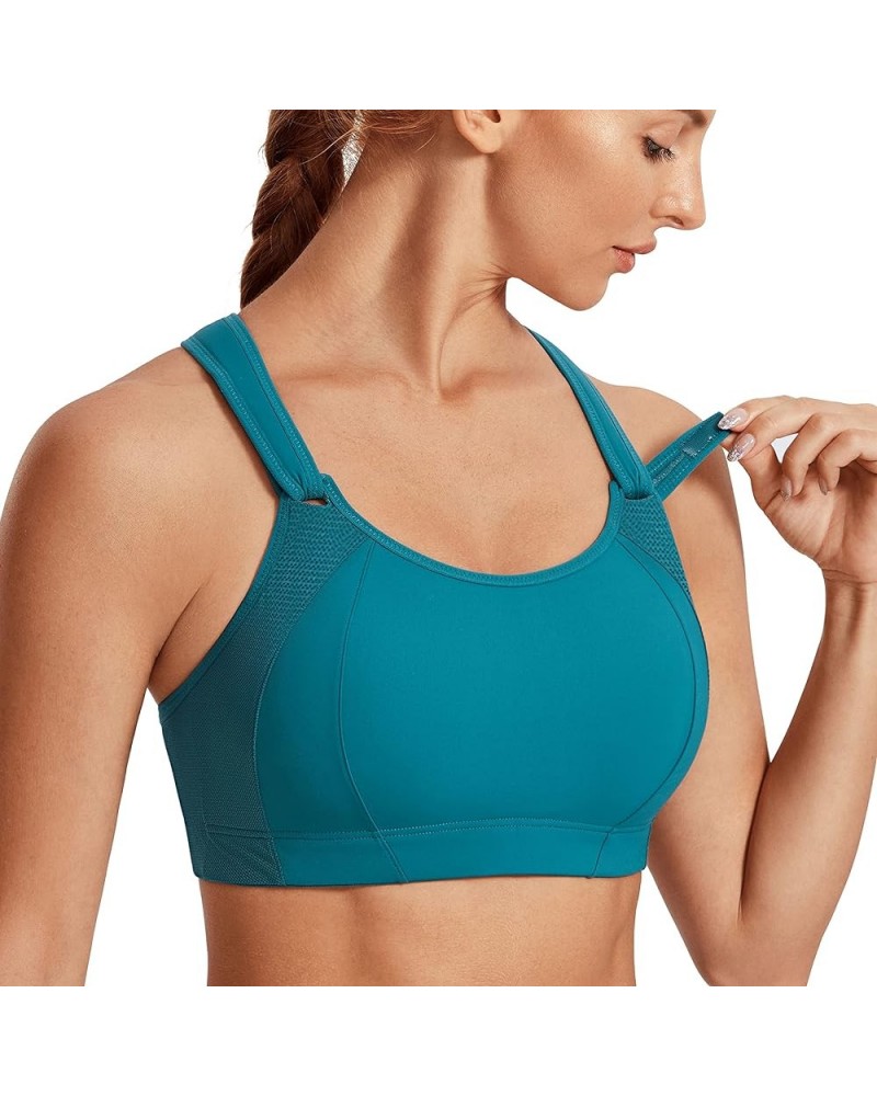 Women's Sports Bra Front Adjustable High Impact Support Padded Wireless Racerback Plus Size Running Bra Duck Blue $22.20 Ling...