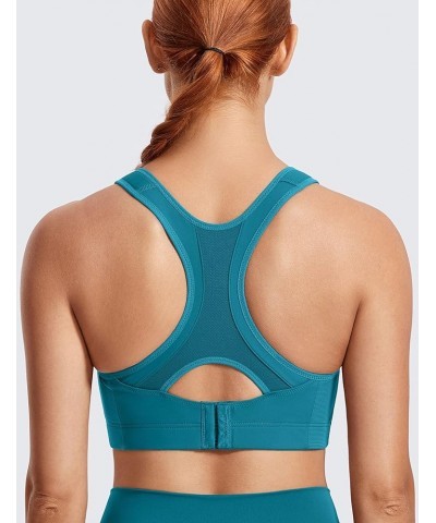 Women's Sports Bra Front Adjustable High Impact Support Padded Wireless Racerback Plus Size Running Bra Duck Blue $22.20 Ling...