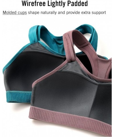 Women's Sports Bra Front Adjustable High Impact Support Padded Wireless Racerback Plus Size Running Bra Duck Blue $22.20 Ling...