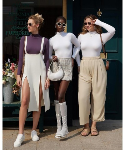 Women's Mock Turtle Neck Long Sleeve Tops Bodysuit Jumpsuit Bodysuit Long Sleeve Long Sleeve Lavender $26.69 Bodysuits