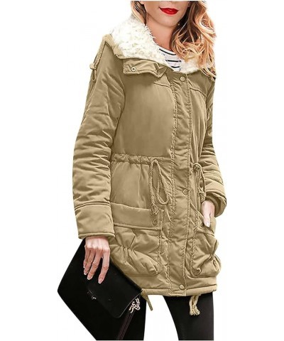 Womens Fashion Plain Zip Up With Pockets Classic Fit Hoodies Thermal Fall Winter 2023 Jackets QE002 Khaki $14.65 Jackets