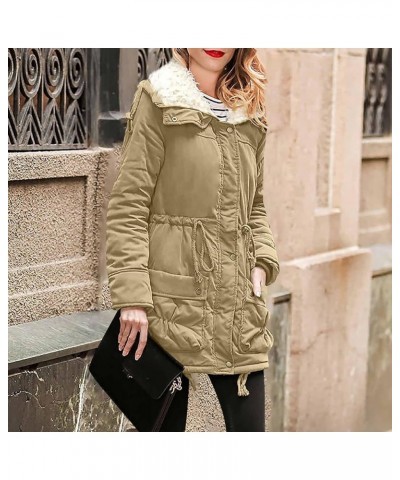 Womens Fashion Plain Zip Up With Pockets Classic Fit Hoodies Thermal Fall Winter 2023 Jackets QE002 Khaki $14.65 Jackets