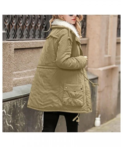 Womens Fashion Plain Zip Up With Pockets Classic Fit Hoodies Thermal Fall Winter 2023 Jackets QE002 Khaki $14.65 Jackets