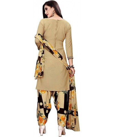 Readymade Panjabi Style Crepe Fabric Patiyala Salwar suit with Printed Dupatta for Women & Girls Beige-e $23.09 Suits