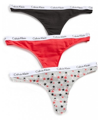 Women's Carousel Logo Cotton Thong Multipack Panty 3 Tomato/Twinkle/Grey Heather/Black $24.97 Lingerie