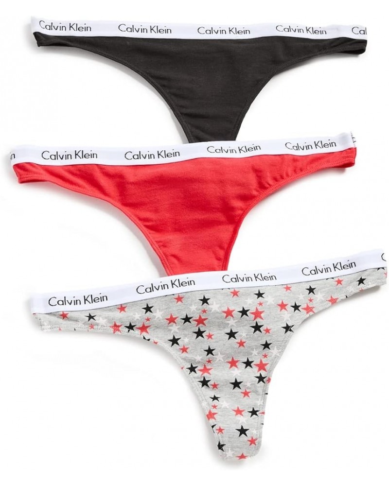 Women's Carousel Logo Cotton Thong Multipack Panty 3 Tomato/Twinkle/Grey Heather/Black $24.97 Lingerie