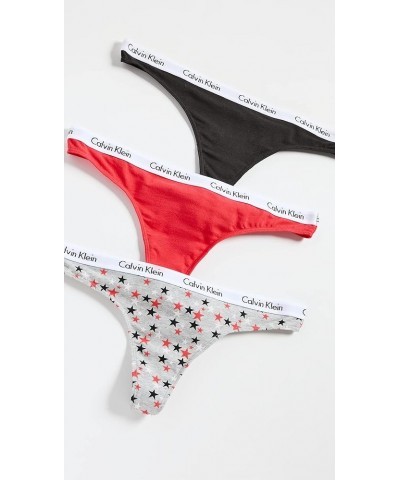 Women's Carousel Logo Cotton Thong Multipack Panty 3 Tomato/Twinkle/Grey Heather/Black $24.97 Lingerie