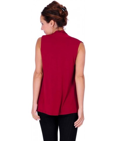 SR Women's Assymetrical Hem Sleeveless Open Cardigan(Size: Small-5X) Wine $14.30 Sweaters