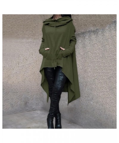 women's fashion hoodies sweatshirts Cowl Neck Hi-Low Hem Pullover Oversize Long Asymmetric Sweater Top with Pocket Ag $10.78 ...