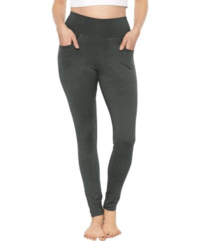 Women's High Waist Cotton Stretch Pencil Leggings w/Pockets Charcoal Gray $19.13 Pants