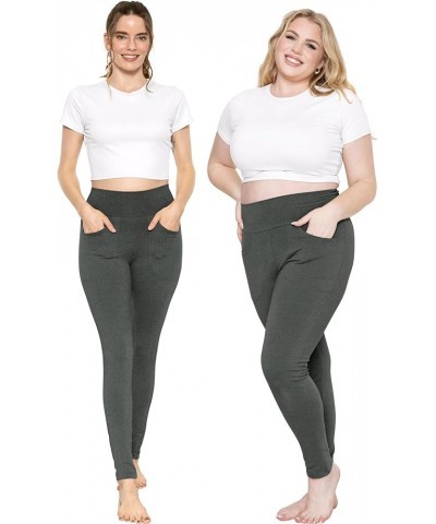 Women's High Waist Cotton Stretch Pencil Leggings w/Pockets Charcoal Gray $19.13 Pants