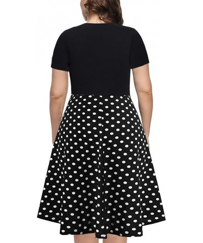 Women's Casual Plus Size Dress V-Neck Knee-Length A-Line Party Cocktail Swing Dress with Pockets Black+dot $17.92 Dresses