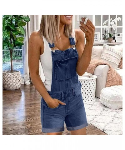 Stylish Denim Casual Washed Rompers Overalls Bib Jumpsuits Ripped Denim Jeans Women's Women's Jeans A-dark Blue $15.64 Jumpsuits