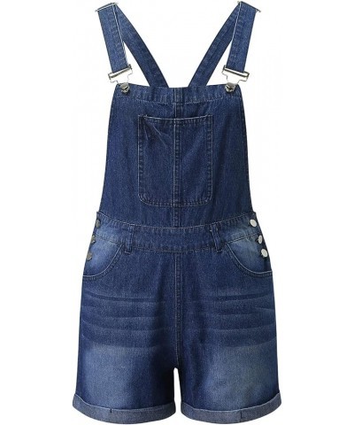 Stylish Denim Casual Washed Rompers Overalls Bib Jumpsuits Ripped Denim Jeans Women's Women's Jeans A-dark Blue $15.64 Jumpsuits