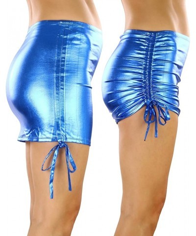 Women's Metallic Mini Skirt Blue (Adjustable Side Strings) $13.98 Skirts