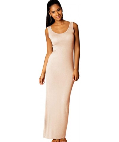 Womens Sleeveless Plain Club Dress Slim Fit Party Maxi Dress Summer Casual Tank Sundress Khaki $14.99 Dresses