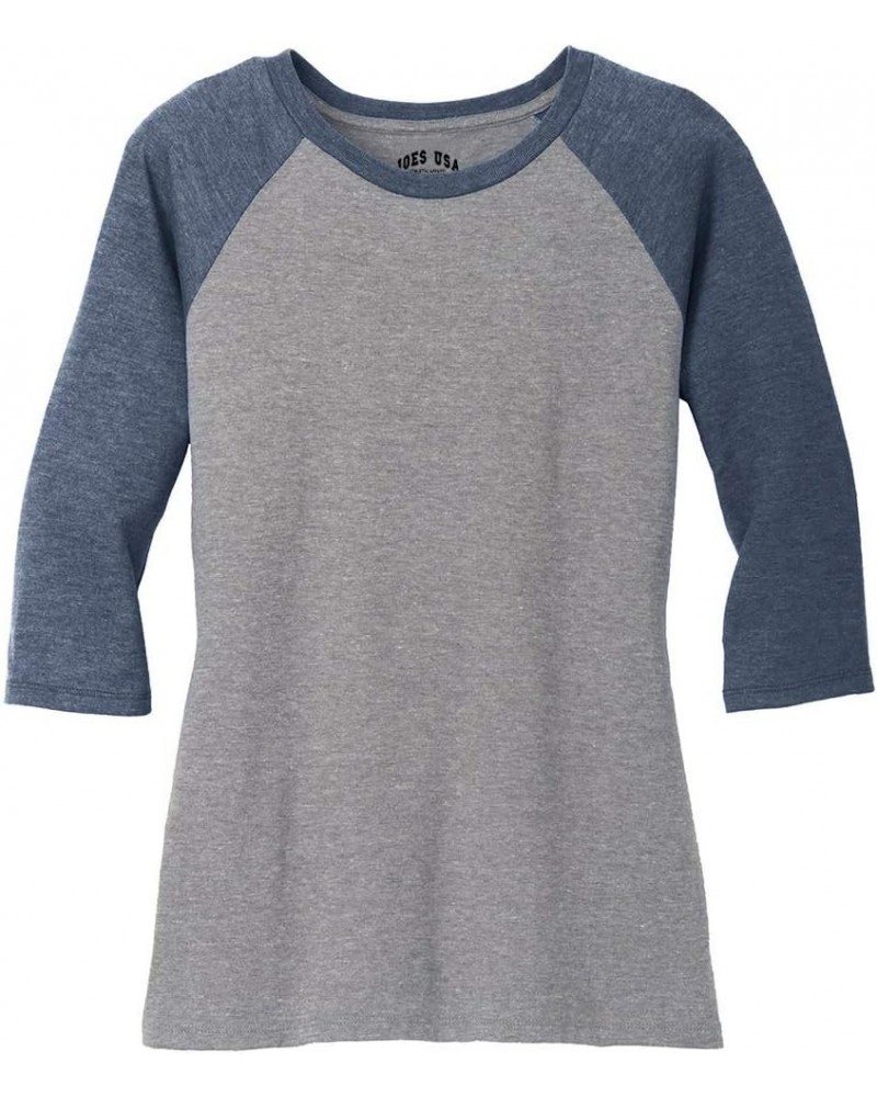 Ladies Raglan Baseball T-Shirts-3/4 Sleeve Baseball Tees. Sizes XS-4XL Navy Frost/ Grey Frost $14.45 T-Shirts