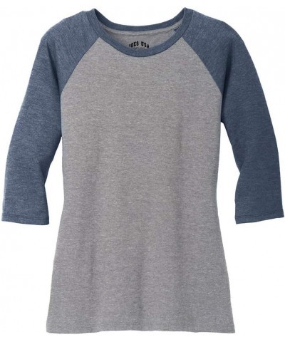 Ladies Raglan Baseball T-Shirts-3/4 Sleeve Baseball Tees. Sizes XS-4XL Navy Frost/ Grey Frost $14.45 T-Shirts