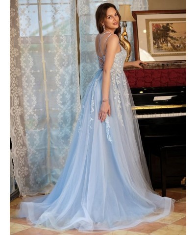 Elegant Lace Prom Dresses Long Spaghetti Straps Corset Formal Evening Dress for Women Ball Gown Party RO046 White $31.50 Dresses