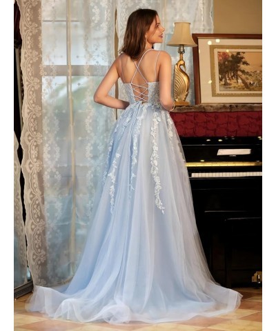 Elegant Lace Prom Dresses Long Spaghetti Straps Corset Formal Evening Dress for Women Ball Gown Party RO046 White $31.50 Dresses