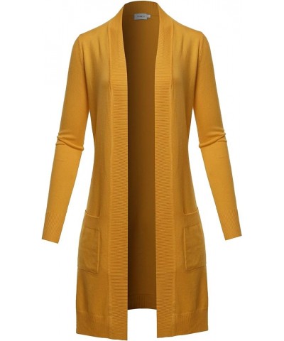 Womens Soft Stetchy Knit Longline Open Front Sweater Cardigan with Pockets (S-3X) Jcd001_mustard $21.45 Sweaters