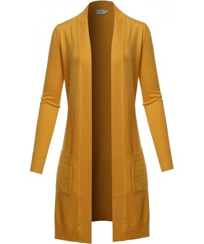 Womens Soft Stetchy Knit Longline Open Front Sweater Cardigan with Pockets (S-3X) Jcd001_mustard $21.45 Sweaters