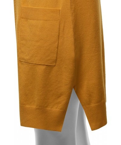 Womens Soft Stetchy Knit Longline Open Front Sweater Cardigan with Pockets (S-3X) Jcd001_mustard $21.45 Sweaters