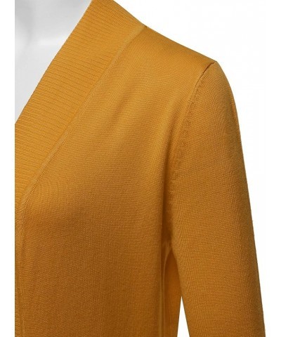 Womens Soft Stetchy Knit Longline Open Front Sweater Cardigan with Pockets (S-3X) Jcd001_mustard $21.45 Sweaters