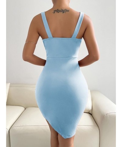 Women's Cami Bodycon Dress Sleeveless Backless Party Club Midi Dress Light Blue $12.09 Dresses