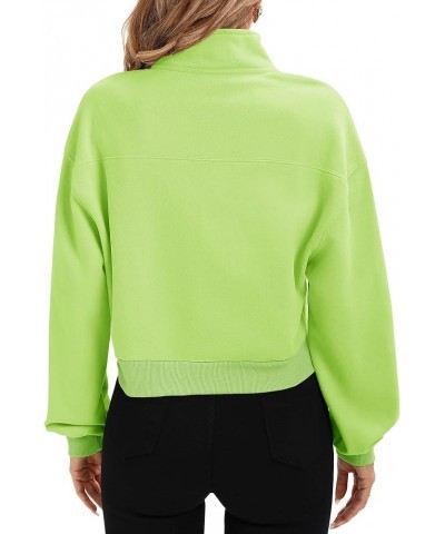 Women's Pullover Cropped Hoodies Casual Fleece Lined Half Zipper Long Sleeves Sweatshirts Neon Green $21.19 Hoodies & Sweatsh...