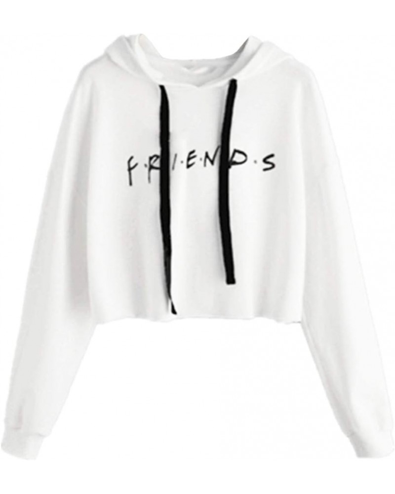 Women's Casual Letters Print Crop Top Loose Pullover Friends Shirt Teen Girl TV Show Hoodie Sweatshit White $13.49 Hoodies & ...