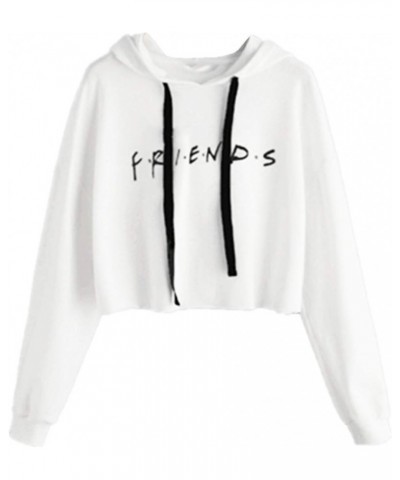 Women's Casual Letters Print Crop Top Loose Pullover Friends Shirt Teen Girl TV Show Hoodie Sweatshit White $13.49 Hoodies & ...