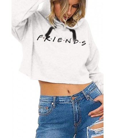 Women's Casual Letters Print Crop Top Loose Pullover Friends Shirt Teen Girl TV Show Hoodie Sweatshit White $13.49 Hoodies & ...