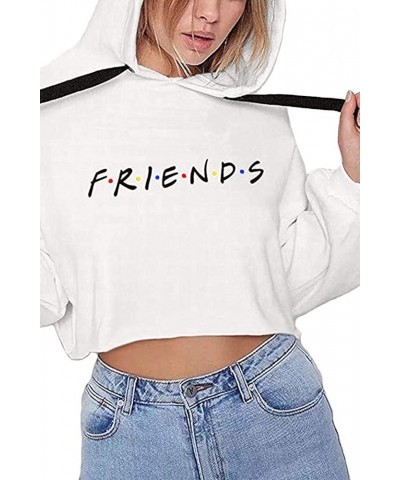 Women's Casual Letters Print Crop Top Loose Pullover Friends Shirt Teen Girl TV Show Hoodie Sweatshit White $13.49 Hoodies & ...