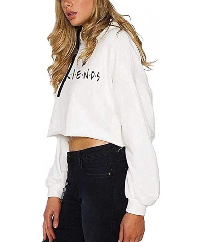 Women's Casual Letters Print Crop Top Loose Pullover Friends Shirt Teen Girl TV Show Hoodie Sweatshit White $13.49 Hoodies & ...