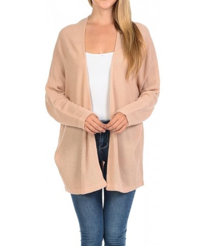 Women's Casual Open Front Loose Drape Knit Cardigan Sweater Champagne $10.32 Sweaters