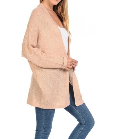 Women's Casual Open Front Loose Drape Knit Cardigan Sweater Champagne $10.32 Sweaters