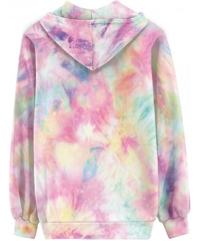 Women's Zip Up Y2K Hoodie Casual Workout Sweatshirts Oversized Jacket Pullover with Pockets for Teen Girls Tie Dye Pink $21.1...