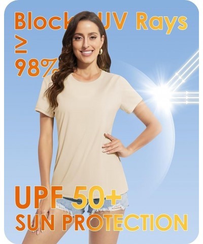 Women's Sun Shirts UPF 50+ UV Protection Short Sleeve Rash Guard Quick Dry Lightweight Top T-Shirts Swim Shirts Light Apricot...