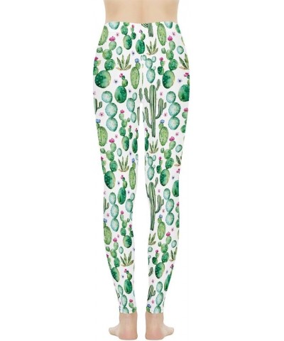 Women's High Waisted Leggings Floral Print Casual Sport Yoga Pants Full Length Ankle Leggings Cactus $13.99 Leggings