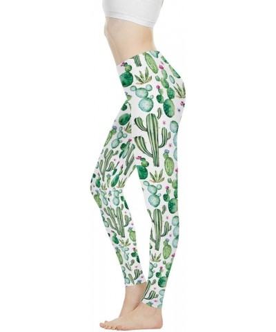 Women's High Waisted Leggings Floral Print Casual Sport Yoga Pants Full Length Ankle Leggings Cactus $13.99 Leggings