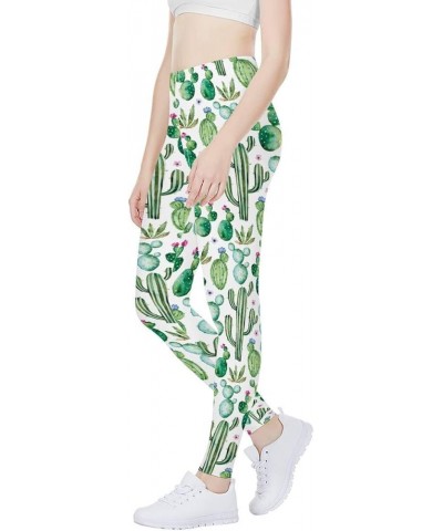 Women's High Waisted Leggings Floral Print Casual Sport Yoga Pants Full Length Ankle Leggings Cactus $13.99 Leggings